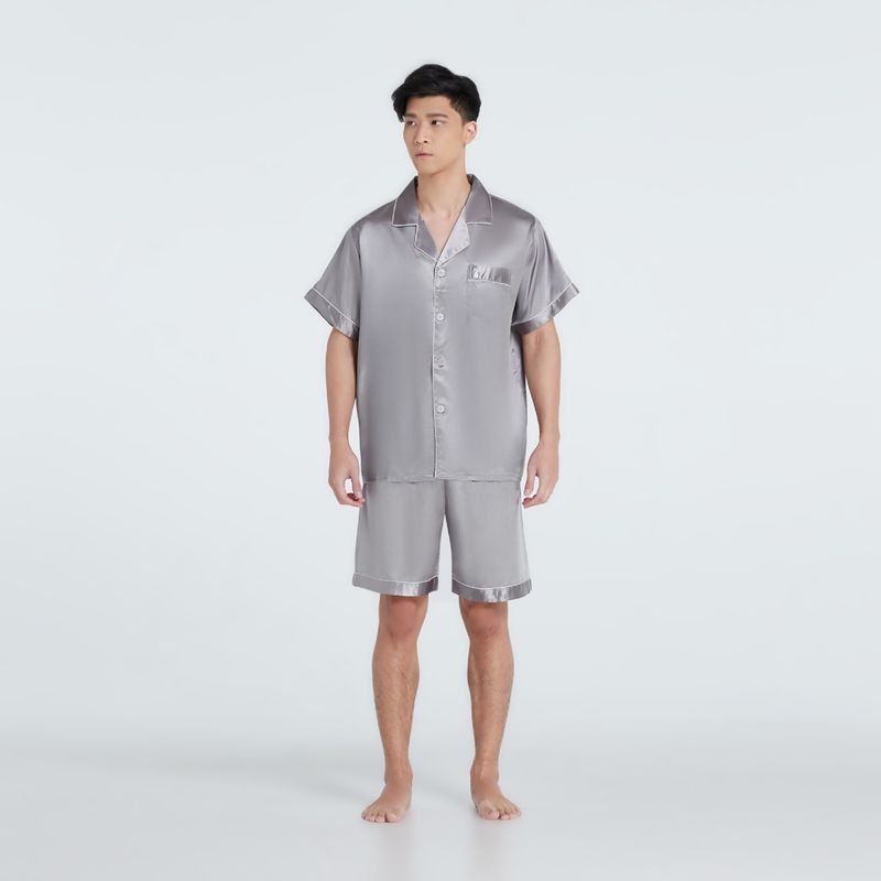 Vana Sleepwear - ชุดนอนซาตินชาย Vana แขนสั้นขาสั้น สีพื้น