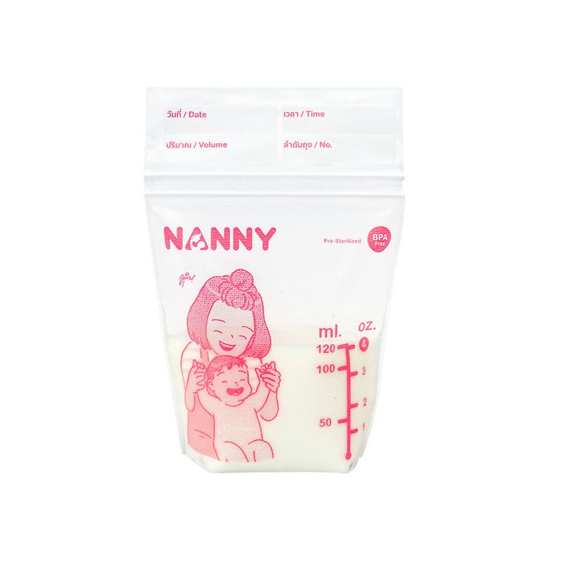 BIBELOT   Nanny ถุงเก็บนม ถุงเก็บน้ำนม ขนาด 4 ออนซ์ ลาย Munin (มุนิน) 1 กล่อง (70 ถุง/คละ 4 สีในกล่องเดียว) มี BPA Free สินค้าพร้อมส่ง