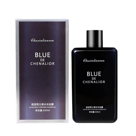 👨👨ครีมอาบน้ำสบู่น้ำหอม BLUE Chanaliorกลิ่นหอมละมุนมาก  กลิ่นน้ำหอมผู้ชาย ตัว TOPของผู้ชาย  420ml👦👦