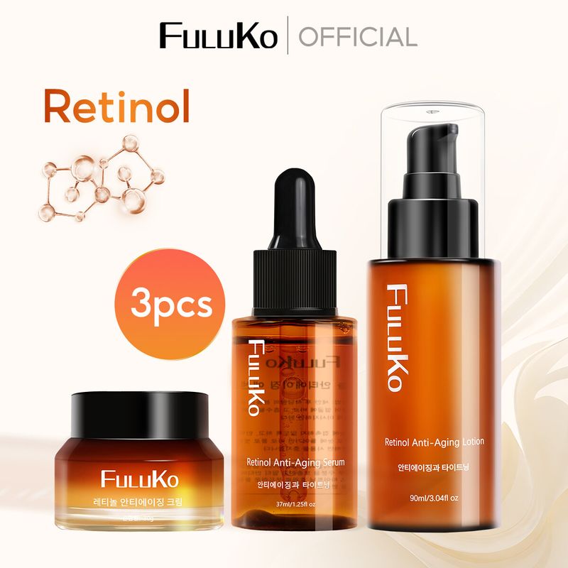 FULUKO 0.4% Retinol Anti-Aging 3-piece Set Serum 37ml +Essence Lotion 90ml + Cream 30g