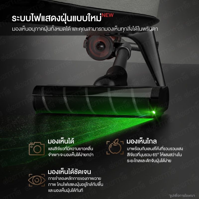 Deerma เครื่องดูดฝุ่นไร้สาย T30W ไฟส่องฝุ่น Vacuum Cleaner เครื่องดูดฝุ่นมือถือ 23kPa พกพาสะดวก