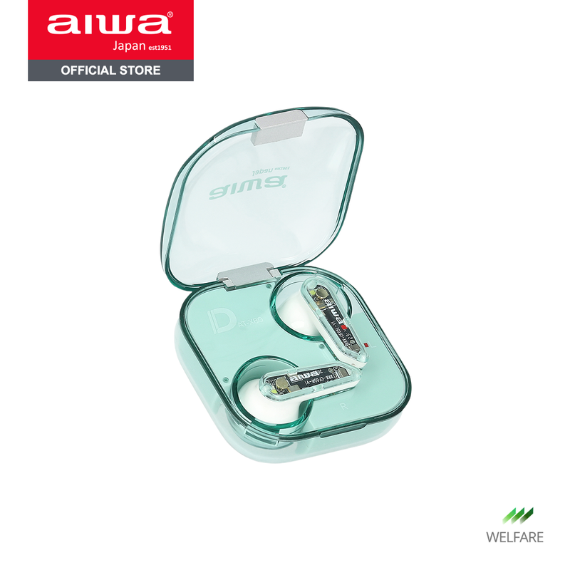 AIWA AT-X80D TWS Bluetooth Earphones หูฟังไร้สายแบบอินเอียร์ กันน้ำระดับ IPX5 Low Latency (ENC)