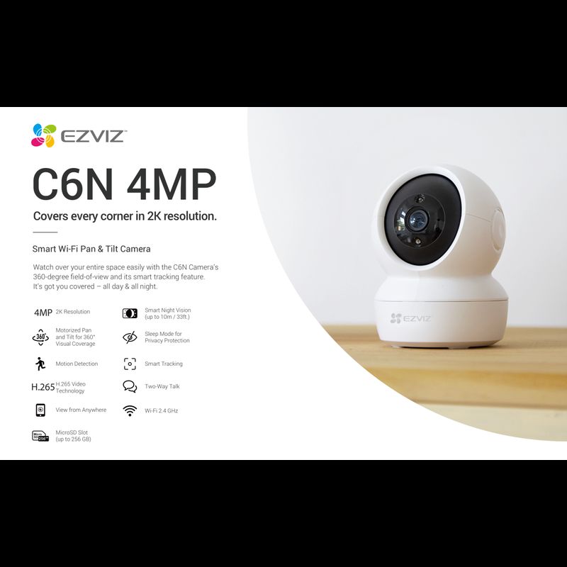 Ezviz C6N  TY1  CP1  WI-FI กล้องวงจรปิด หมุนได้ ภาพสีเฉพาะที่มีแสงสว่าง ภาพขาวดำอินฟาเรด  โต้ตอบสองทิศทาง ติดภายใน