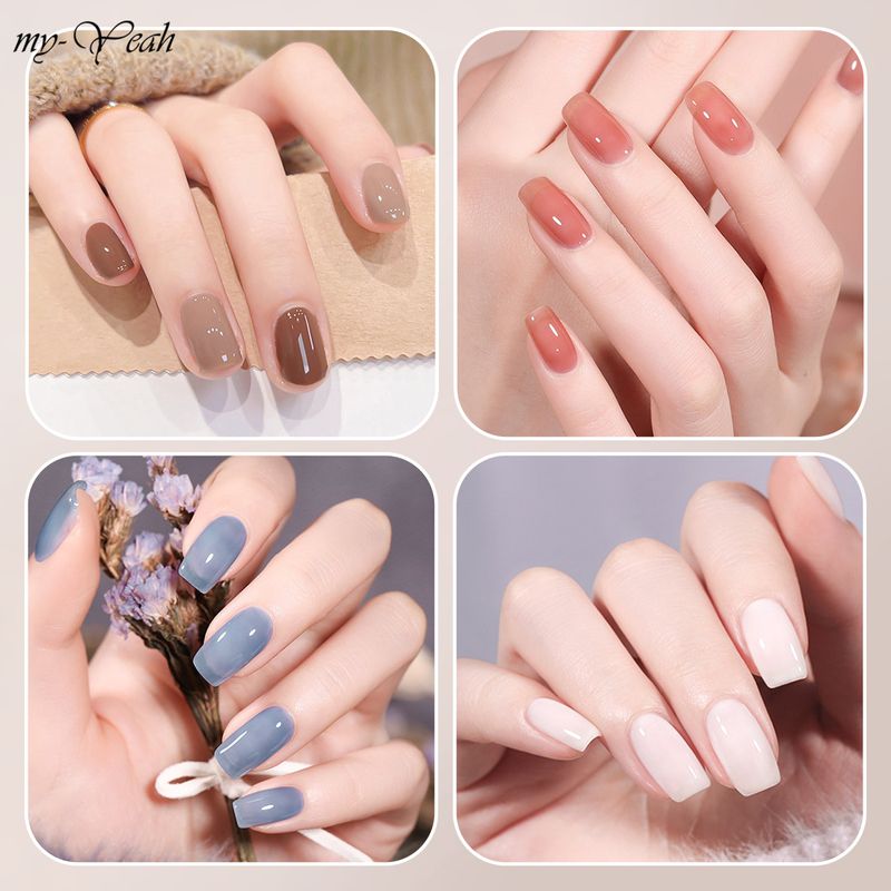 Myyeah 8ML Jelly เล็บเจลน้ำแข็งโปร่งแสง Nude สีชมพูสำหรับเล็บ Soak Off GEL Varnish HYBRID เล็บเจล Lacquer