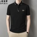 JEEP SPIRIT 1941 ESTD:เสื้อโปโลของผู้ชายสำหรับฤดูร้อน,ดำ,XL