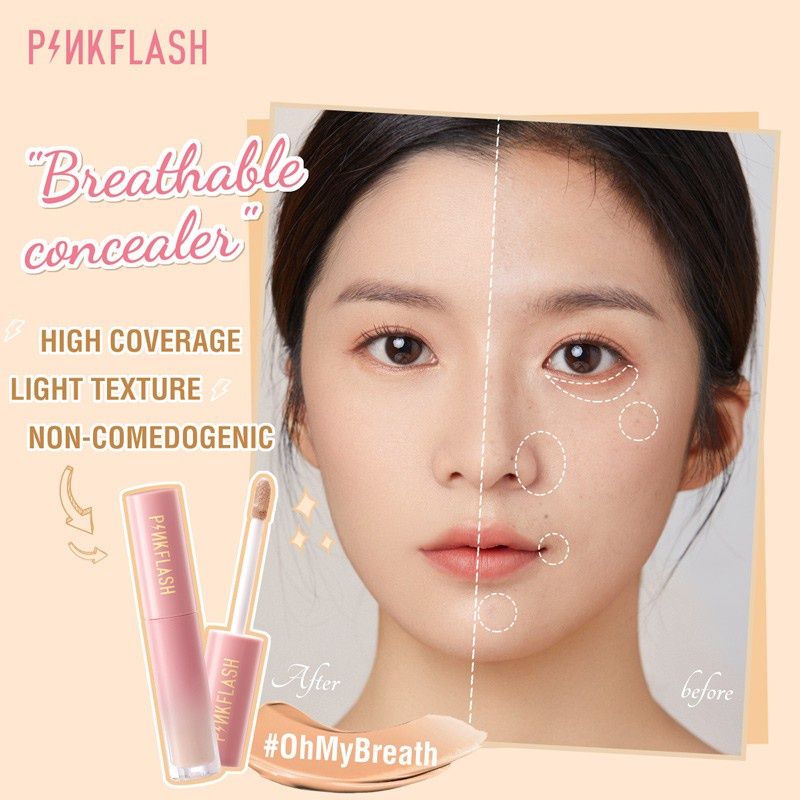 PINKFLASH OhMyPinkFlash OhMyBreath คอนซีลเลอร์ ชนิดน้ำ เนื้อแมตต์ แบบเรียบเนียน ธรรมชาติ ติดทนนาน