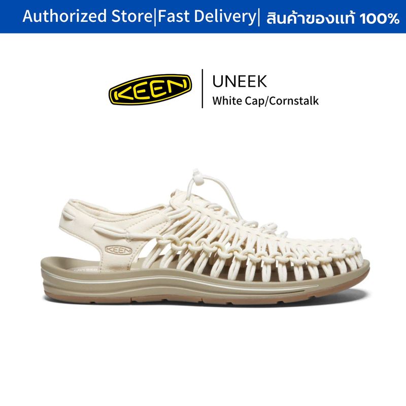 KEEN UNEEK Cream สีครีม สวย Keen ผู้หญิง ชุดรองเท้าแตะสำหรับผู้ชายและผู้หญิง สไตล์แฟชั่นเหมาะสำหรับการผ่อนคลายทั้งปี รองเท้า keen แท้