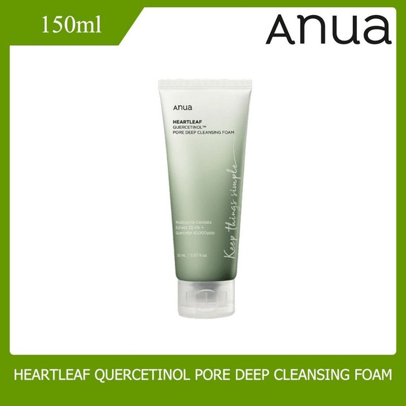 ANUA  HEARTLEAF QUERCETINOL PORE DEEP CLEANSING FOAM โฟมขจัดความมันส่วนเกิด ผลัดเซลล์ผิวที่ตายแล้ว 150ml