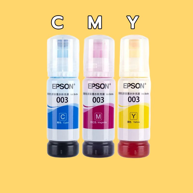 EPSON 003 หมึกแท้ 65 ml สินค้าเดิม 100% 4 สี BK, C, M, Y ไม่มีกล่อง L1110 L1210 L1216 L1250 L1256 L3100 L3101