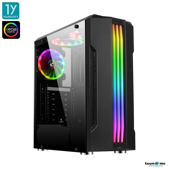 เคสคอมพิวเตอร์ Tsunami Galaxy G16 (cRGB)  Tempered Glass ATX Gaming Case Dual RIng+*3 รับประกันสินค้า 1 ปี