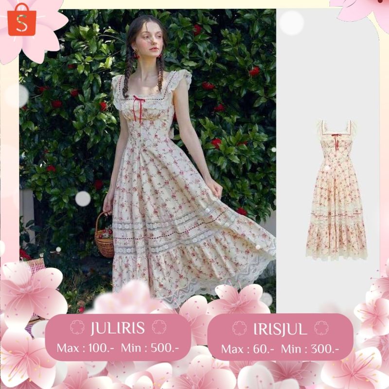 พร้อมส่ง IRIS BOUTIQUE X LACE MADE  24 ss red pomegranate Dress -ID240104