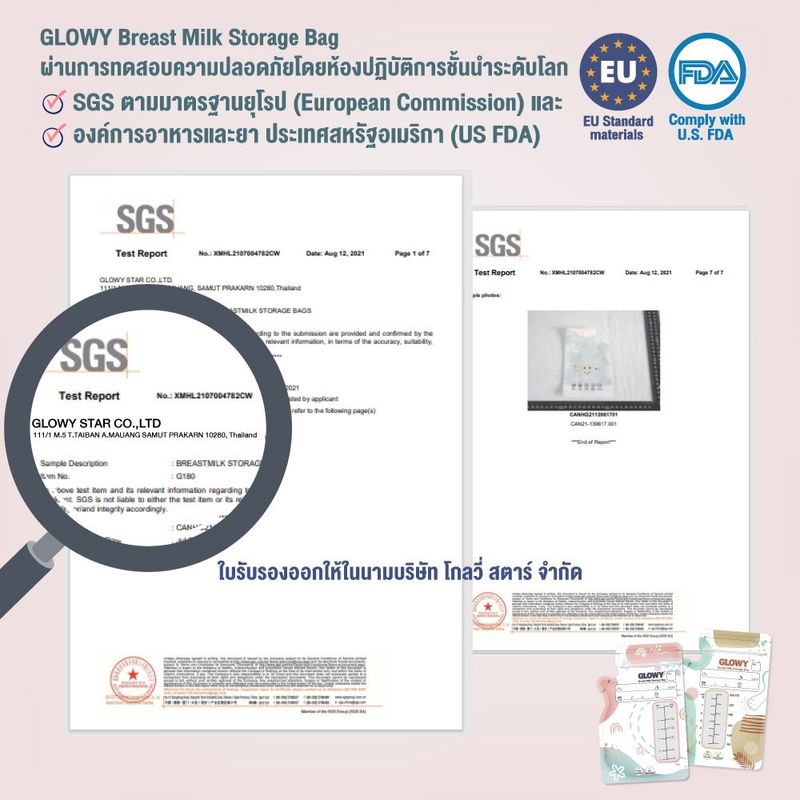 GLOWY Breast Milk Storage Bag ถุงเก็บน้ำนมแม่ โกลวี่ มาตรฐาน US FDA/Europe ขนาด 6 oz/ 8 oz **30 ถุงต่อกล่อง**