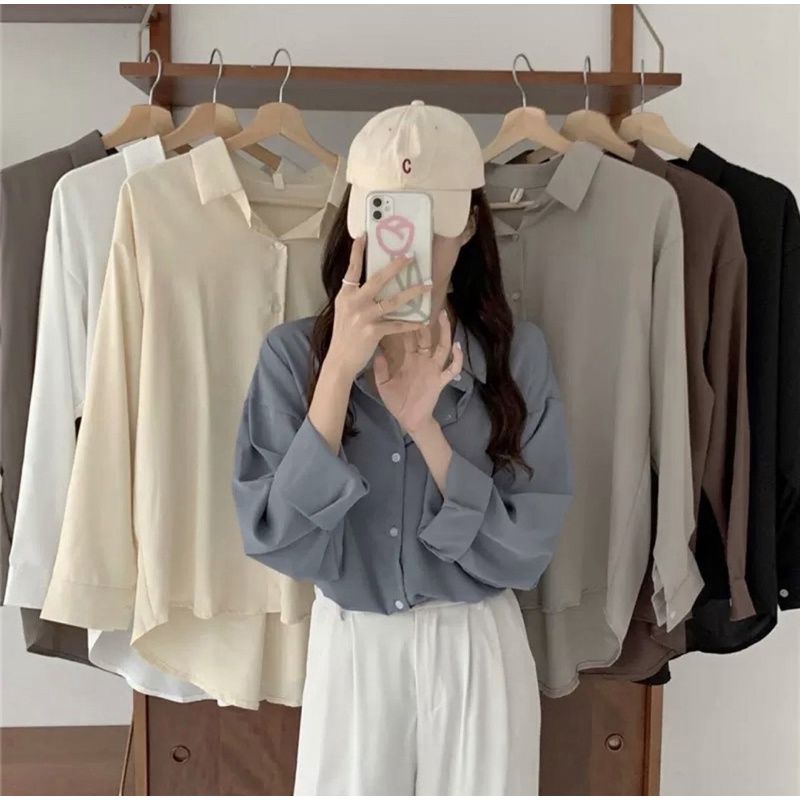 Somedays_closet l🌷พร้อมส่ง🌷 Yuppy shirts เชิ้ตแขนยาวสไตล์เกาหลี สีตุ่นๆtimelessใส่ได้ตลอดไม่ตกเทรนด์