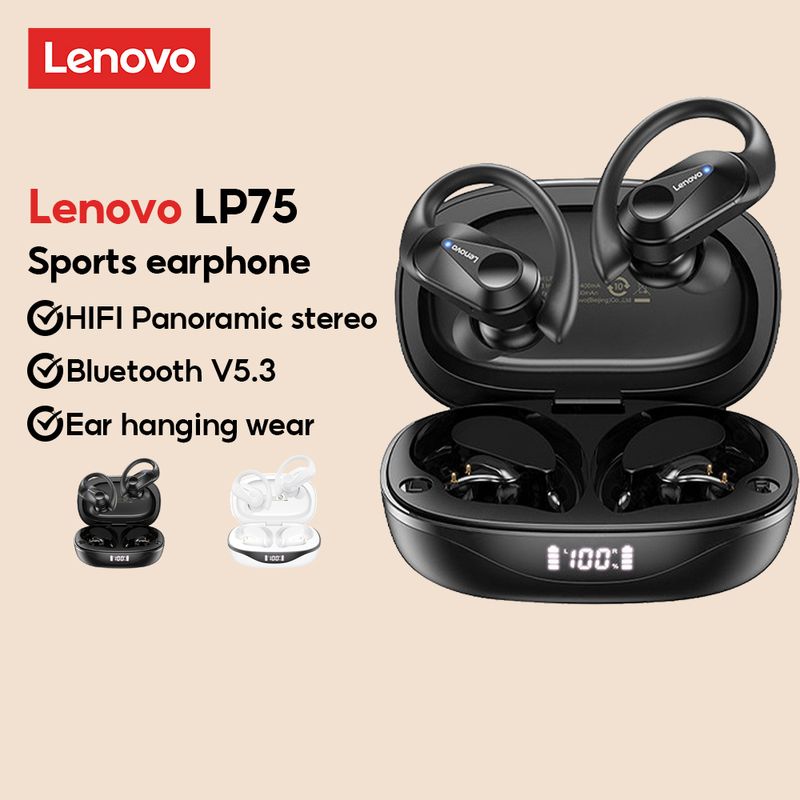 Lenovo LP75 หูฟังบลูทูธไฮไฟสเตอริโอ IPX5 บลูทูธกันน ้ ํา 5.3