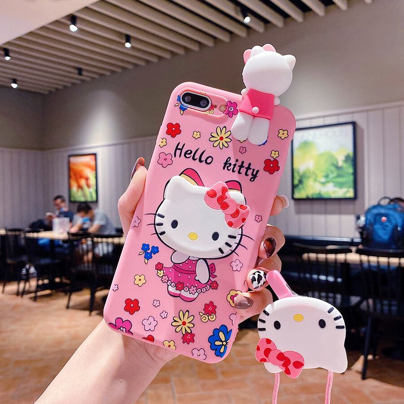 เคส OPPO A77 5G A17 A12 A5s A3s A57 A77s A5 A9 2020 A15 A15s A16 A16K A31 A16seA12es A37fwm A39 A53 A54 A59 A71 A74 A76 A83mt A91 A92 A93 A94 A95 A96 A7ฮัลโหลคิตตี้ซิลิโคนนุ่มโฮลเดอร์แลนยาร์ดเคสโทรศัพท์