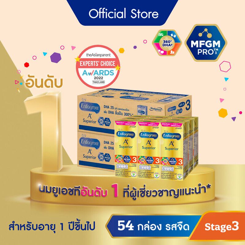 นมกล่อง เอนฟาโกร ยูเอชที ซุพีเรียร์ สูตร3 ชนิดจืด (27 กล่อง) x2 ลัง Enfagrow UHT Superior Stage3 Plain (27 boxes) x2 cases