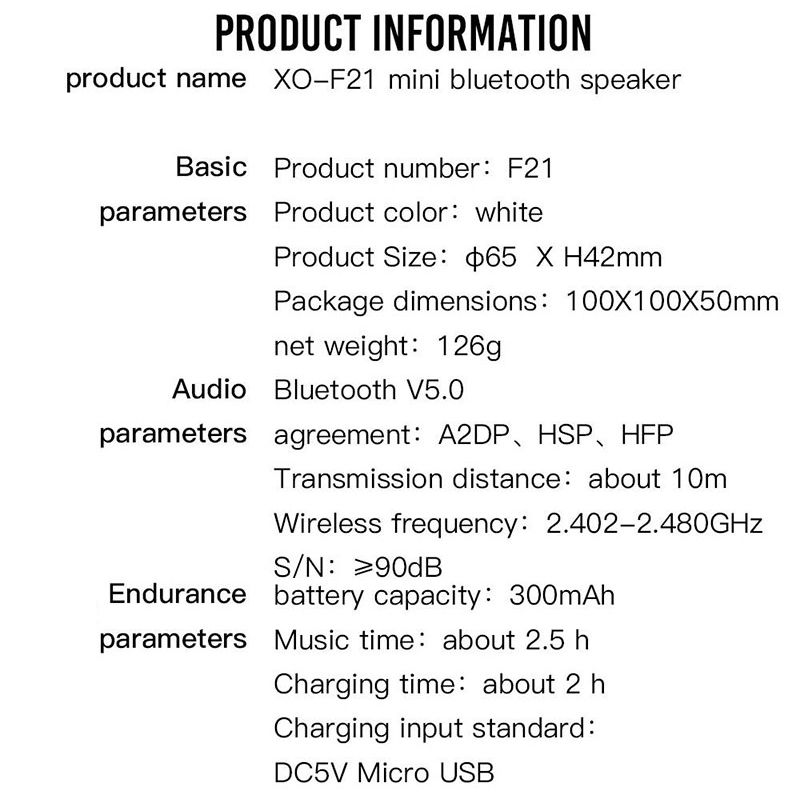 XO-F21 High Quality Mini-speaker ลําโพงบลูทูธเบสหนัก ลำโพงบลูทูธ ลำโพงพกพาแบบพกพากลางแจ้งขนาดเล็ก