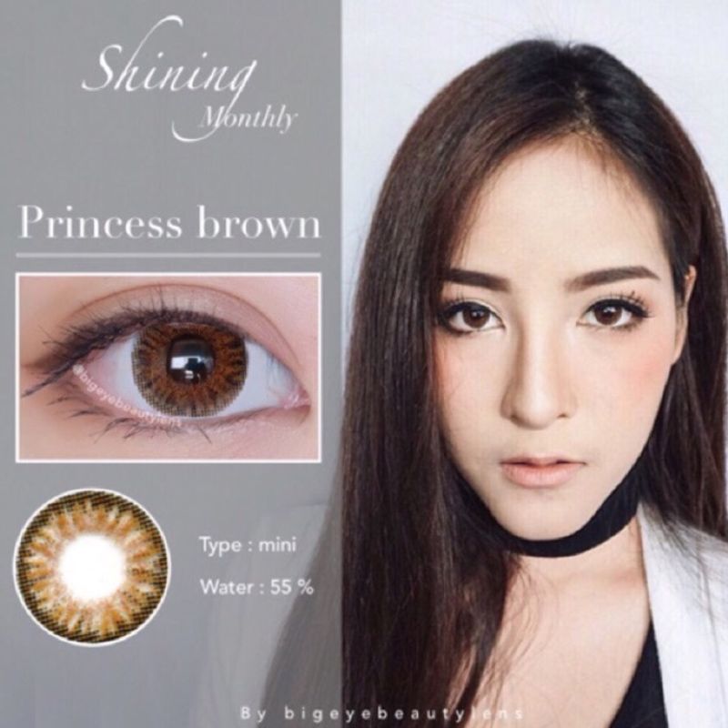 Princess brown [ค่าสายตา -0.00 - 10.00 ] คอนแทคเลนส์ [ รายเดือน ] ยี่ห้อ beautylens ( ขนาดมินิ )