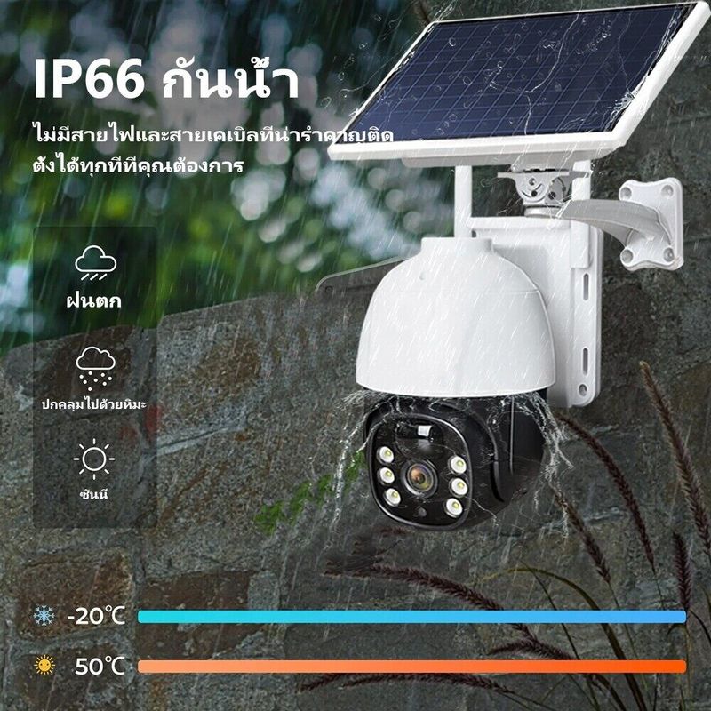 Solar CCTV / Battery Power 5MP 1296p Wireless Wifi กล้องวงจรปิด พลังงานแสงอาทิตย์