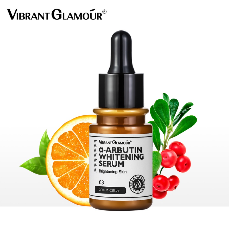 VIBRANT GLAMOUR อย อัลฟ่า-อาร์บูติน ไวท์เทนนิ่ง เซรั่ม Niacinamide วิตามิน  C Brightening Facial Essence Fade ฝ้า กระ จุดด่างดำ ปรับเส้นเรียบได้ดีที่สุด  การรักษาแบบ