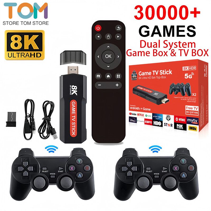 game stick X9 Pro Games Box+TV Games 30000 Box Games + Retro Games Andriod TV Dual Wireless 5G WiFi Box เกมย้อนยุคสําหรับ PS1/GBA Boy Christmas Gift