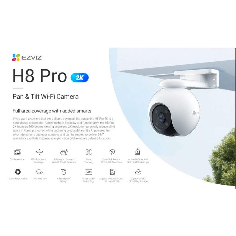 Ezviz H8C 2MP , H8C 4MP ,H8 Pro 2K,C8W 5MP , H9C 2K , H9C3K รุ่นหมุนได้ สามารถติดตั้งภายนอกได้