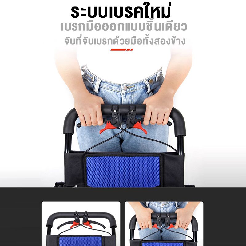 【รับประกัน 3 ปี】รถเข็นคนพิการระดับไฮเอนด์ wheelchair แบบพกพา วิลแชร์ โครงสร้างอัลลอยไม่เป็นสนิม เก้าอี้รถเข็น