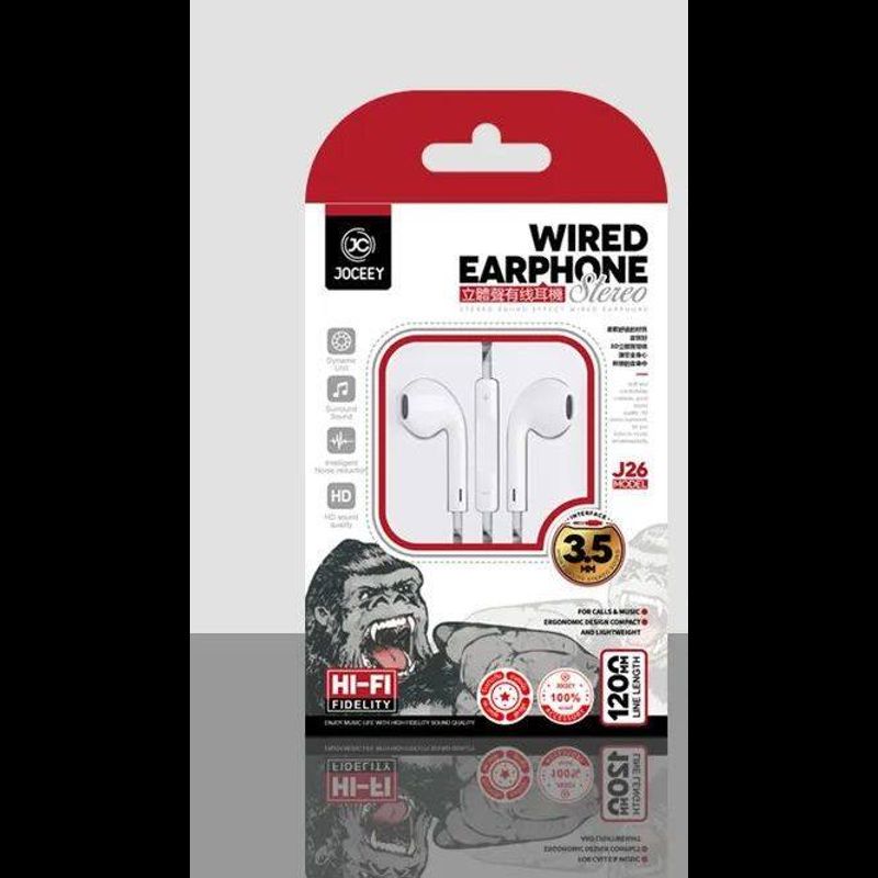 หูฟัง Joceey kingkong J26 ชุดหูฟังแบบมีสาย 3.5mm  หูฟังเอียร์บัด Wired earphone ios/Android