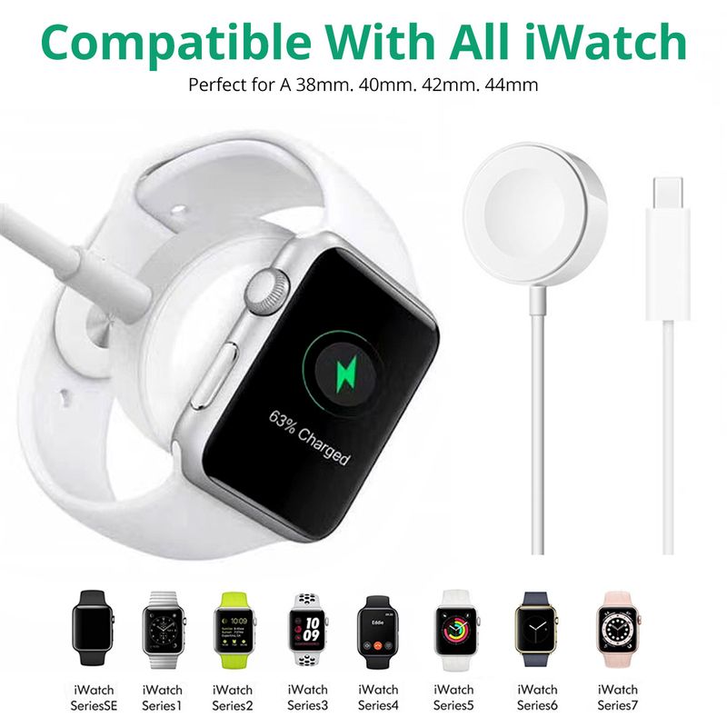 FONKEN ที่ชาร์จแบบไร้สาย2 In 1 Type C สำหรับ A-Pple I-Watch USB C สายแท่นชาร์จสำหรับ I-Watch Series 7/6/4 /Se/ 4/3/2/1