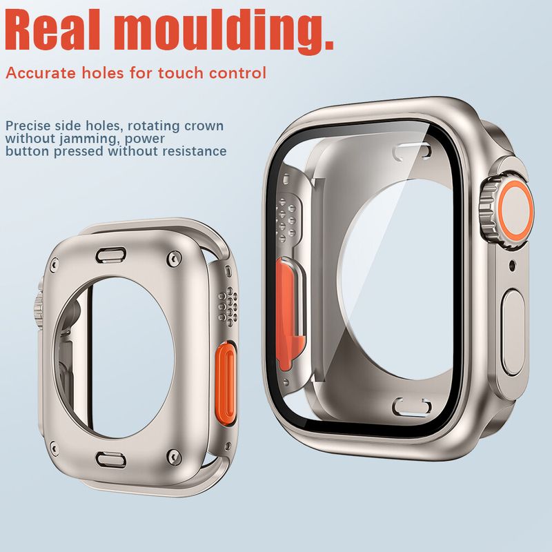 เปลี่ยนเป็นเคสสำหรับ Apple Watch ป้องกันแบบเต็มรูปแบบ360พิเศษ45มม. 44มม. 42มม. 41มม. 40มม. 38มม. กระจกเทมเปอร์ปกป้องหน้าจอสำหรับ IWatch Series 9 8 7 6 SE 5 4 3 2 1