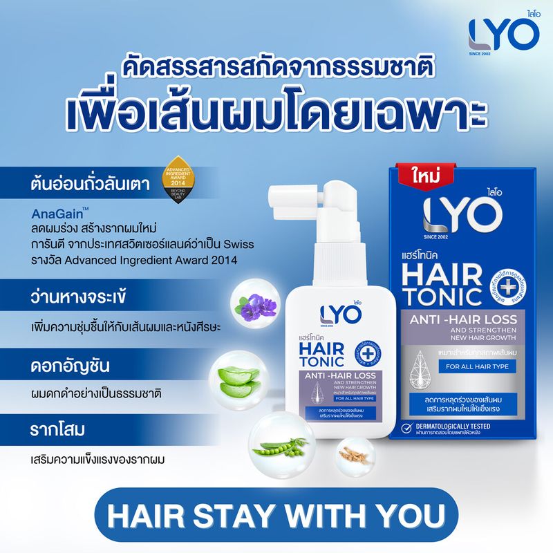 LYO:แฮร์โทนิค 1 ชิ้น (30 มล.) + แชมพู 1ชิ้น (200 มล.)