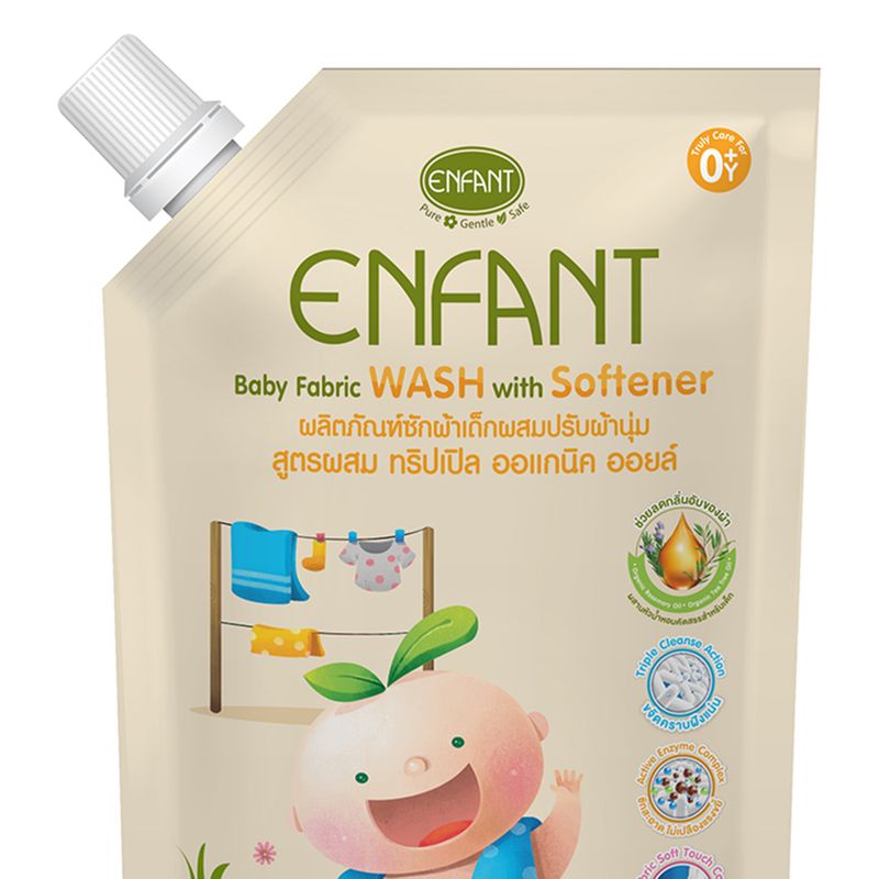 ENFANT (อองฟองต์) Baby Fabric Wash With Softener น้ำยาซักผ้าเด็กอ่อนผสมปรับผ้านุ่ม 600ml.