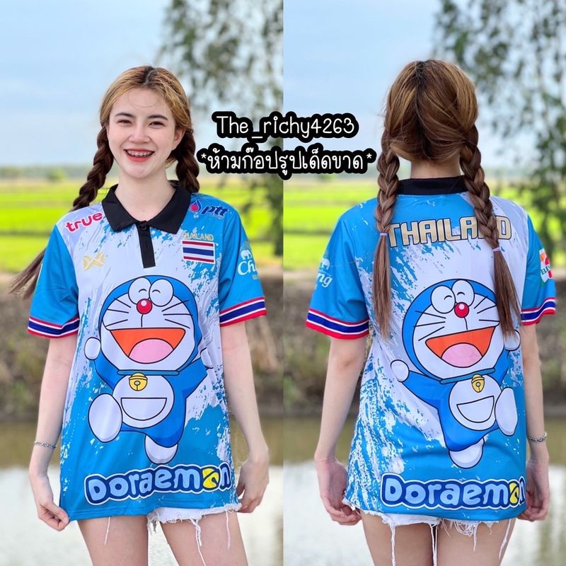 Richy4949 เสื้อพิมพ์ลายคอโปโล เสื้อยืด น่ารัก  เสื้อฟุตบอลแขนสั้น อกเริ่ม32 ไซส์ M L