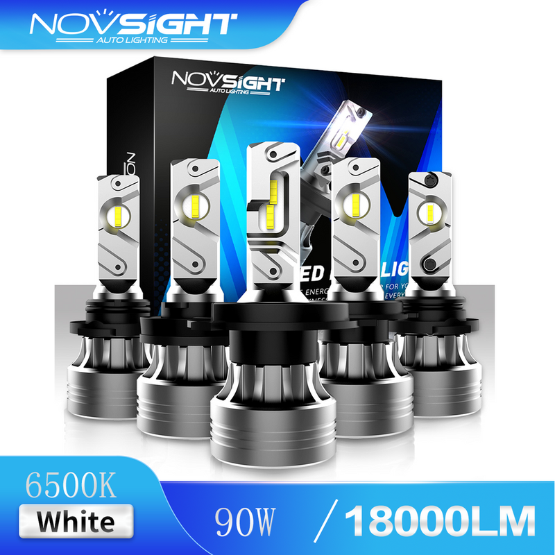 Novsight 9005 9006 HB3 HB4 H11 H4 H7 หลอดไฟ Led N55 ควบคุมอุณหภูมิอัจฉริยะ 90W 6500K 18000LM สว่างมากสําหรับรถยนต์