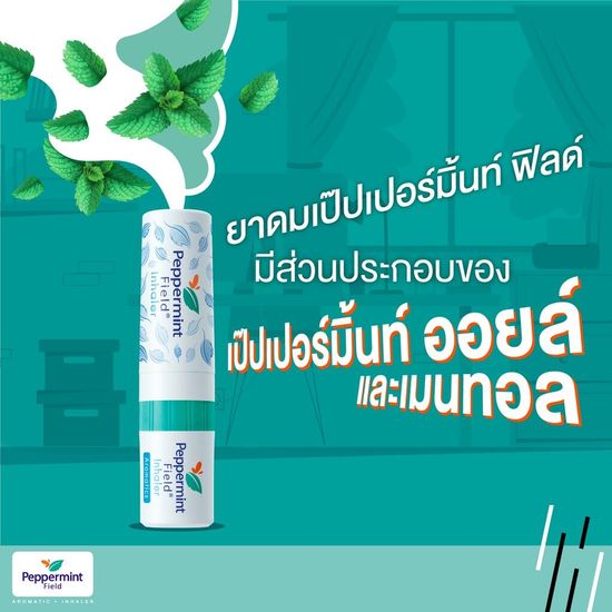 Peppermint Field Inhaler ยาดมเป๊ปเปอร์มิ้นท์ ฟิลด์ กลิ่นออริจินอล จำนวน 6 ชิ้น