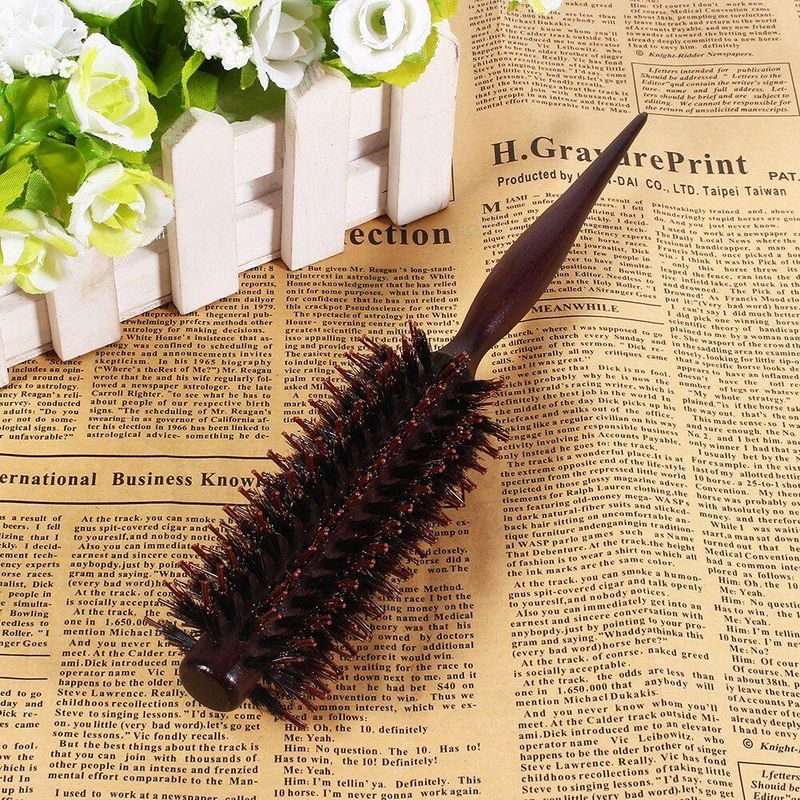 ด้ามไม้มืออาชีพหวีผมหยิกป้องกันไฟฟ้าสถิตย์ Hairdressing Radial Round Brush