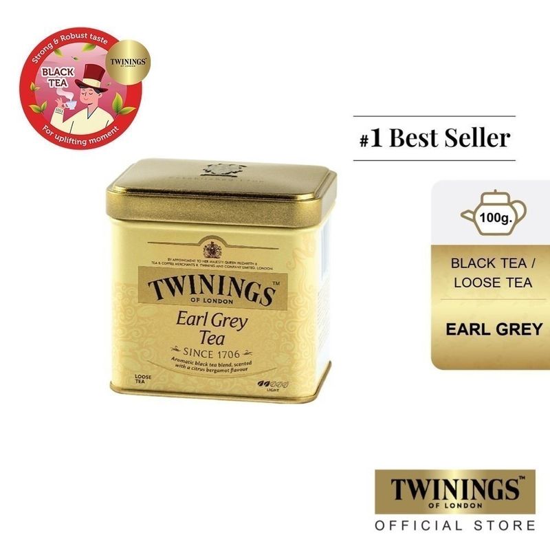 ทไวนิงส์ ชาสีทองอ่อน รสเบา เอิร์ล เกรย์ ชนิดผง 100 กรัม Twinings Earl Grey Loose Tea 100 g.