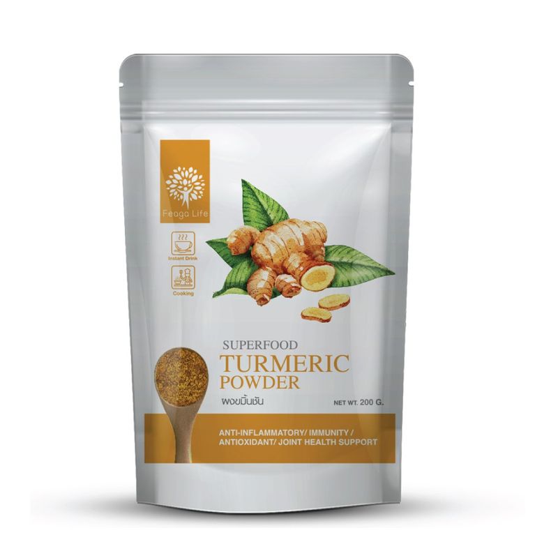 ผงขมิ้นชัน เคอร์คิวมินอยด์ 9% Feaga Life Turmeric Powder  200 กรัม