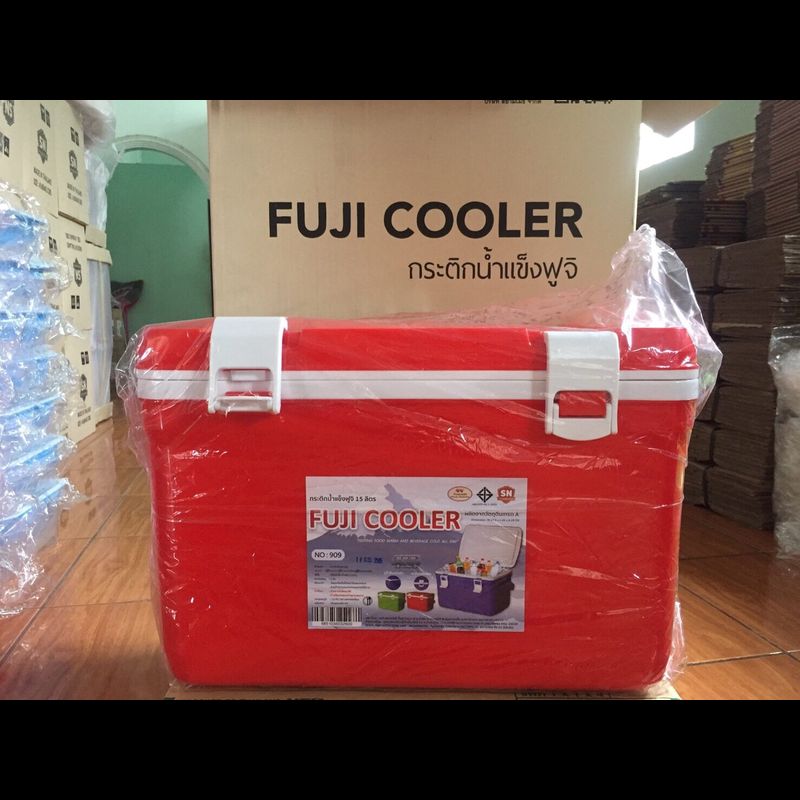 กระติกน้ำแข็ง FUJI อย่างหนา ขนาด27.5*45*28ซม แบบพกพา  NO.909 ความจุ 15ลิตร แบรนด์ Denki