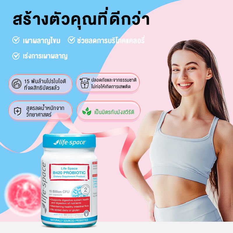 【ต้นฉบับของออสเตรเลีย】3 Bundles Life Space โพรไบโอติกส์ B420 Probiotic 60 Capsules (EXP:05/2025) โปรไบโอติก การควบคุมแคลอรี่