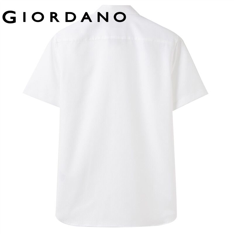 GIORDANO ผู้ชาย เสื้อเชิ้ตแขนสั้นผ้าอ็อกซ์ฟอร์ดทอด้วยผ้าฝ้ายต้านเชื้อแบคทีเรียแบบไม่รีด Free Shipping 01043289