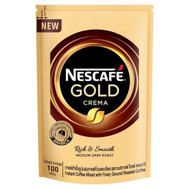 NESCAFE เนสกาแฟ โกลด์ กาแฟสำเร็จรูป เครมา ถุงเติม 100 กรัม