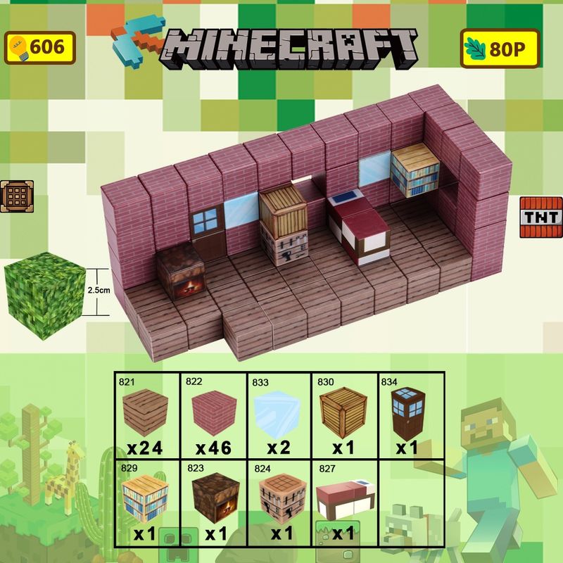 บล็อคตัวต่อแม่เหล็ก รูป Minecraft DIY ของเล่นเสริมการเรียนรู้ สําหรับเด็ก จํานวน 10 ชิ้น