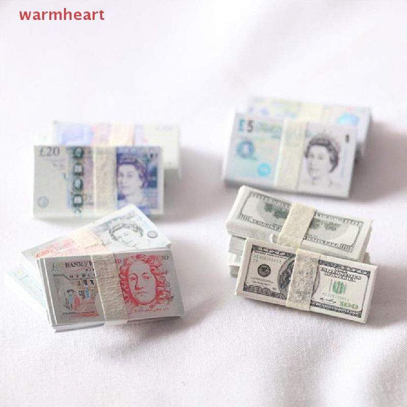 (warmheart) ธนบัตรจิ๋ว 1:12 สําหรับตกแต่งบ้านตุ๊กตา 10 มัด