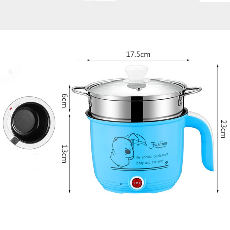 หม้อต้มไฟฟ้า หม้อ 1.8ลิตร หม้อไฟฟ้าอเนกประสงค์ หม้อเด็กหอ หุงข้าว ต้ม ผัด ทอด อุ่น ตุ๋น นึ่ง หม้อนึ่งไฟฟ้า พร้อมซึ่งสำหรับนึ่งอาหาร