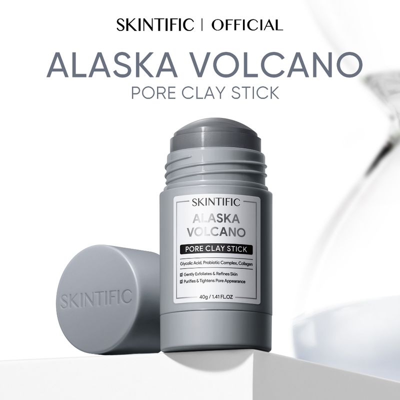 SKINTIFIC โวลคาโน ดีพ พอร์ คลีนซิ่ง เคลย์สติ๊ก (ทำความสะอาดสิวหัวดำและสิวเสี้ยน) Alaska Volcano Clay Mask Stick