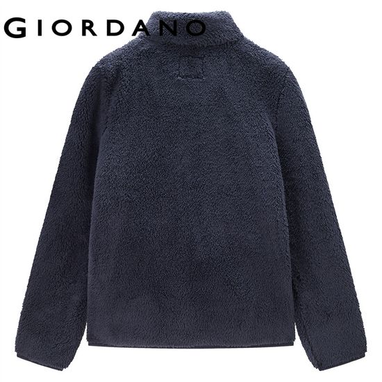 Giordano ผู้หญิง เสื้อแจ็กเก็ตลำลองคอตั้งสีทึบผ้าขนแกะปะการัง Free Shipping 13371821