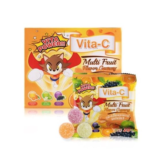 Vita-C Multi Fruit Gummy เยลลี่ผลไม้ผสมวิตามินซี เคี้ยวหนุบหนับ สำหรับเด็ก ซองละ 20 กรัม