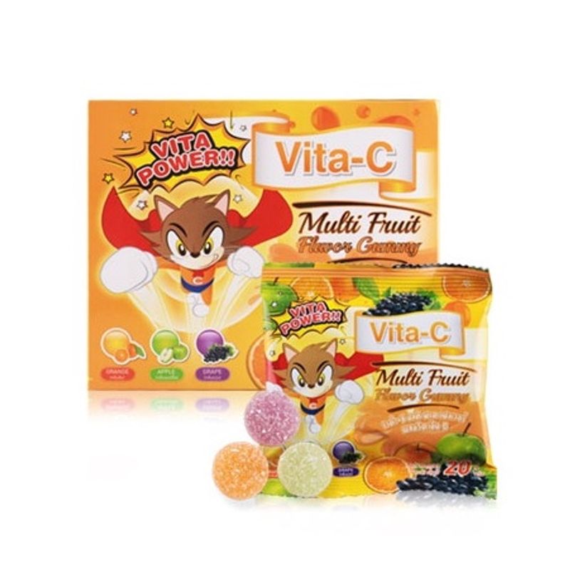 Vita-C Multi Fruit Gummy เยลลี่ผลไม้ผสมวิตามินซี เคี้ยวหนุบหนับ สำหรับเด็ก ซองละ 20 กรัม