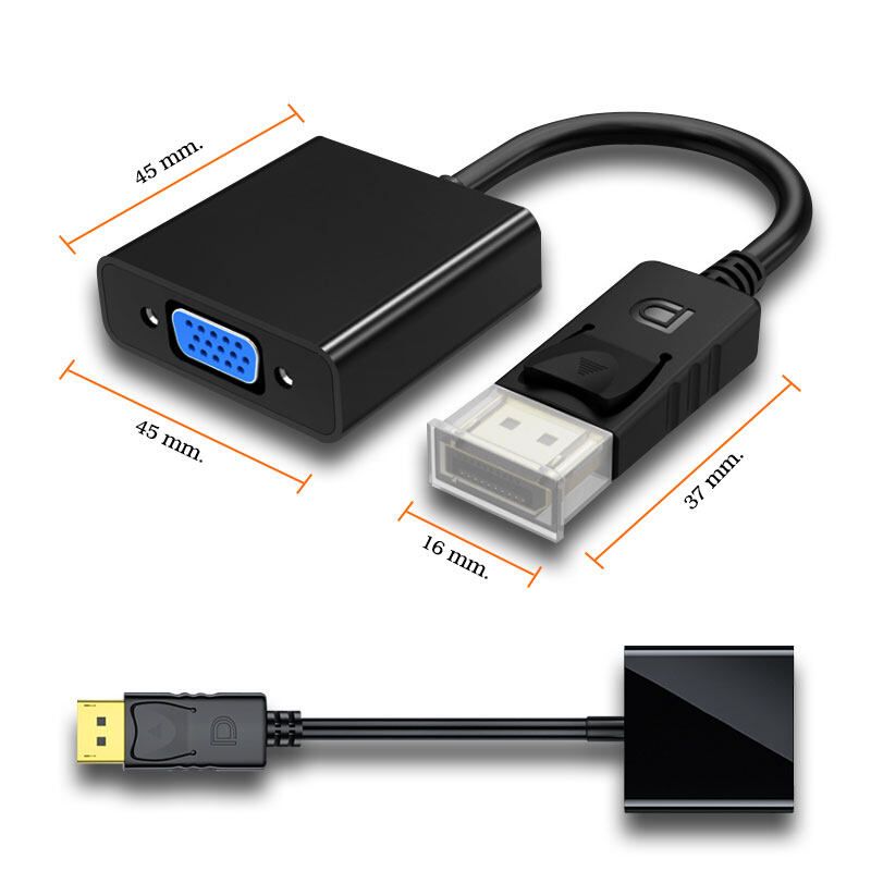 DP to VGA Video Adapter สายvga คอม 1080p Male Display Port to Female VGA Cables Displayport to VGA DP Adapter#A-049